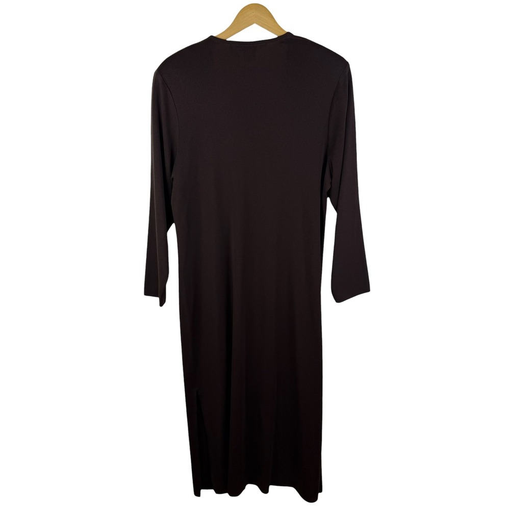 Misook Brown Open Front Duster Longline Cardigan Small Quiet Luxury Minimalist - Picture 4 of 8